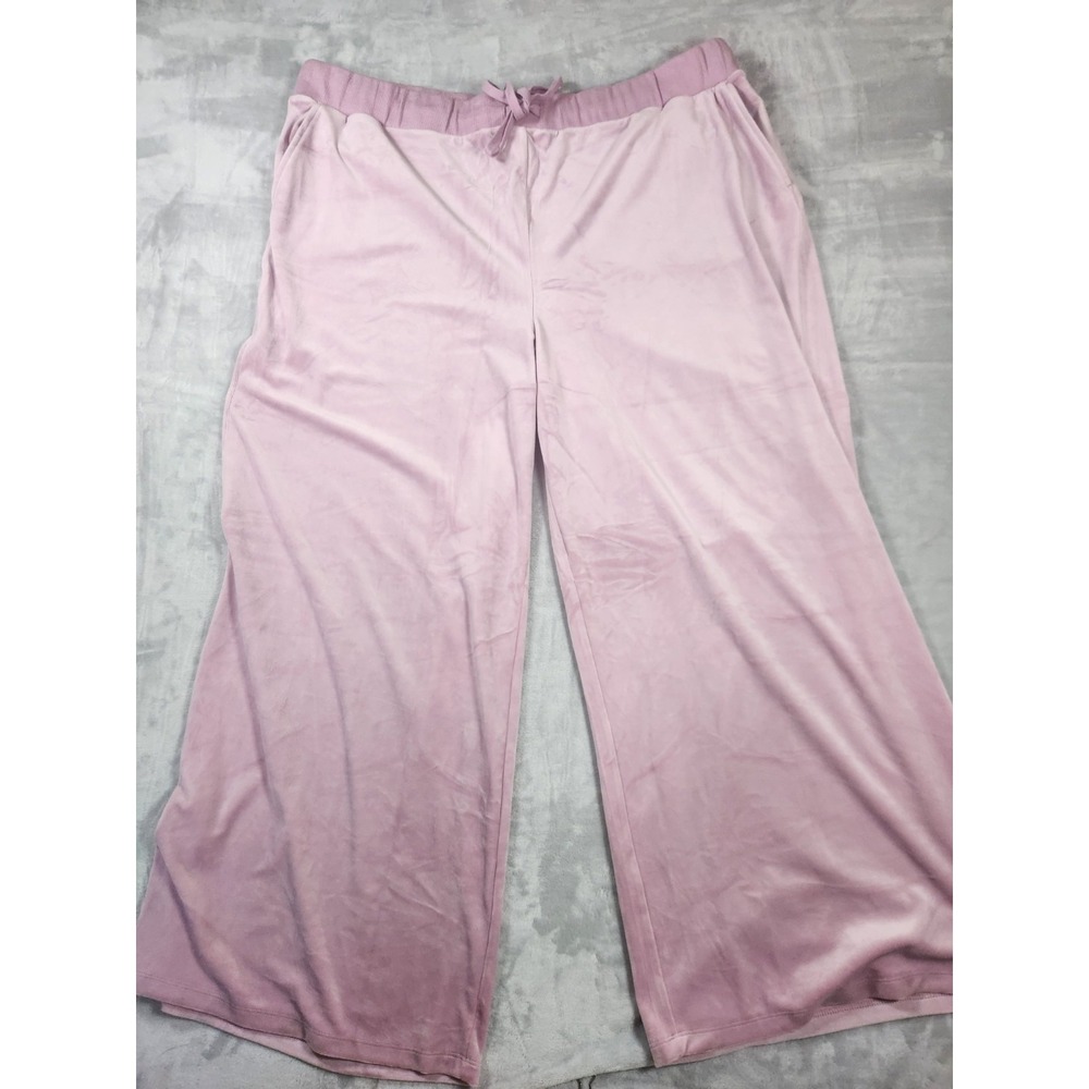 NYDJ Womens Pink Pocket Velvet Wide‎ Leg Drawstring Pants 3X